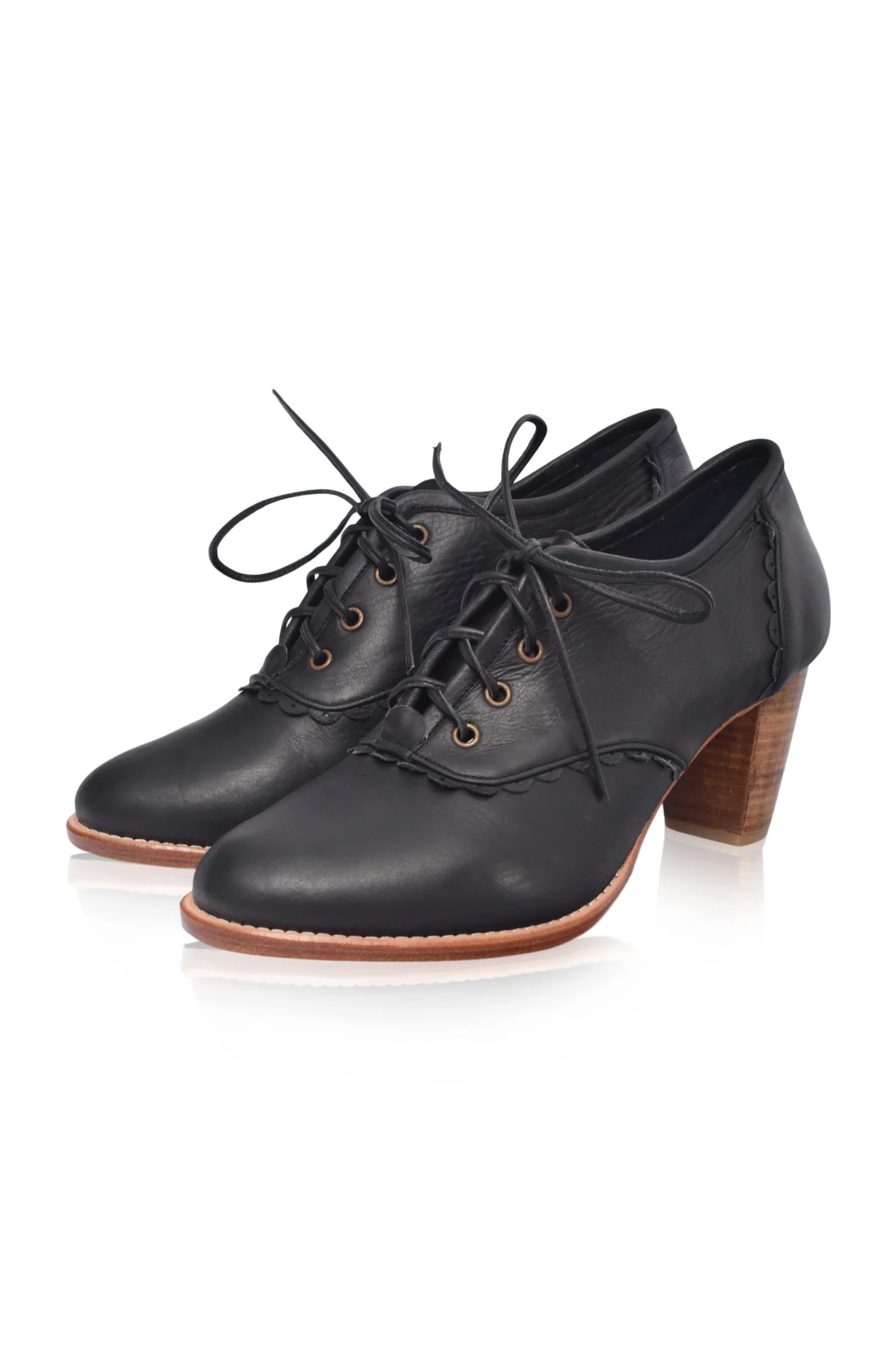 Lace Oxford Leather Heels - Image 3