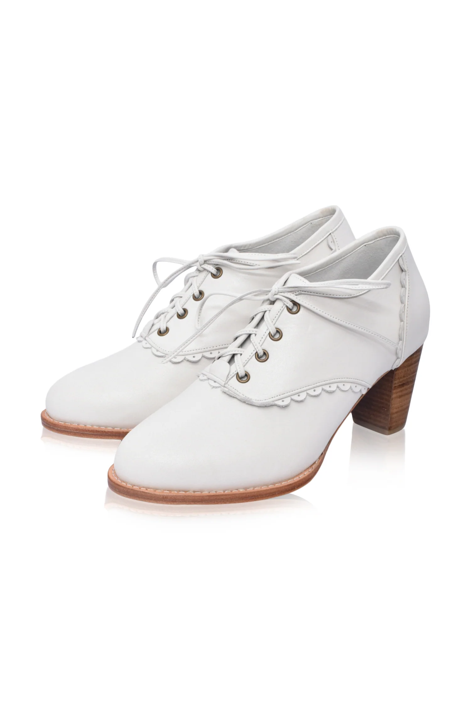 Lace Oxford Leather Heels - Image 9
