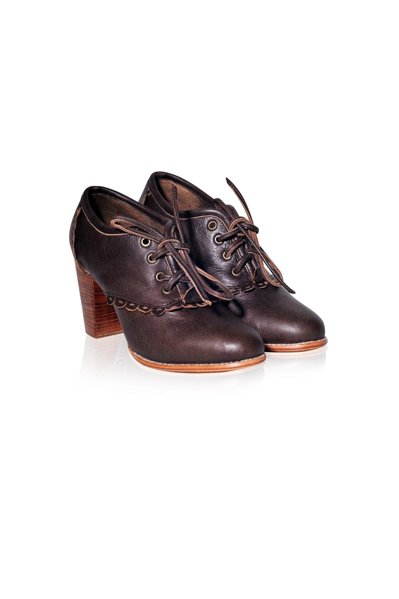 Lace Oxford Leather Heels - Image 3