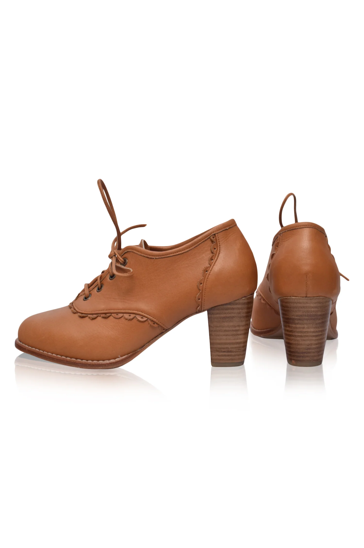 Lace Oxford Leather Heels - Image 4
