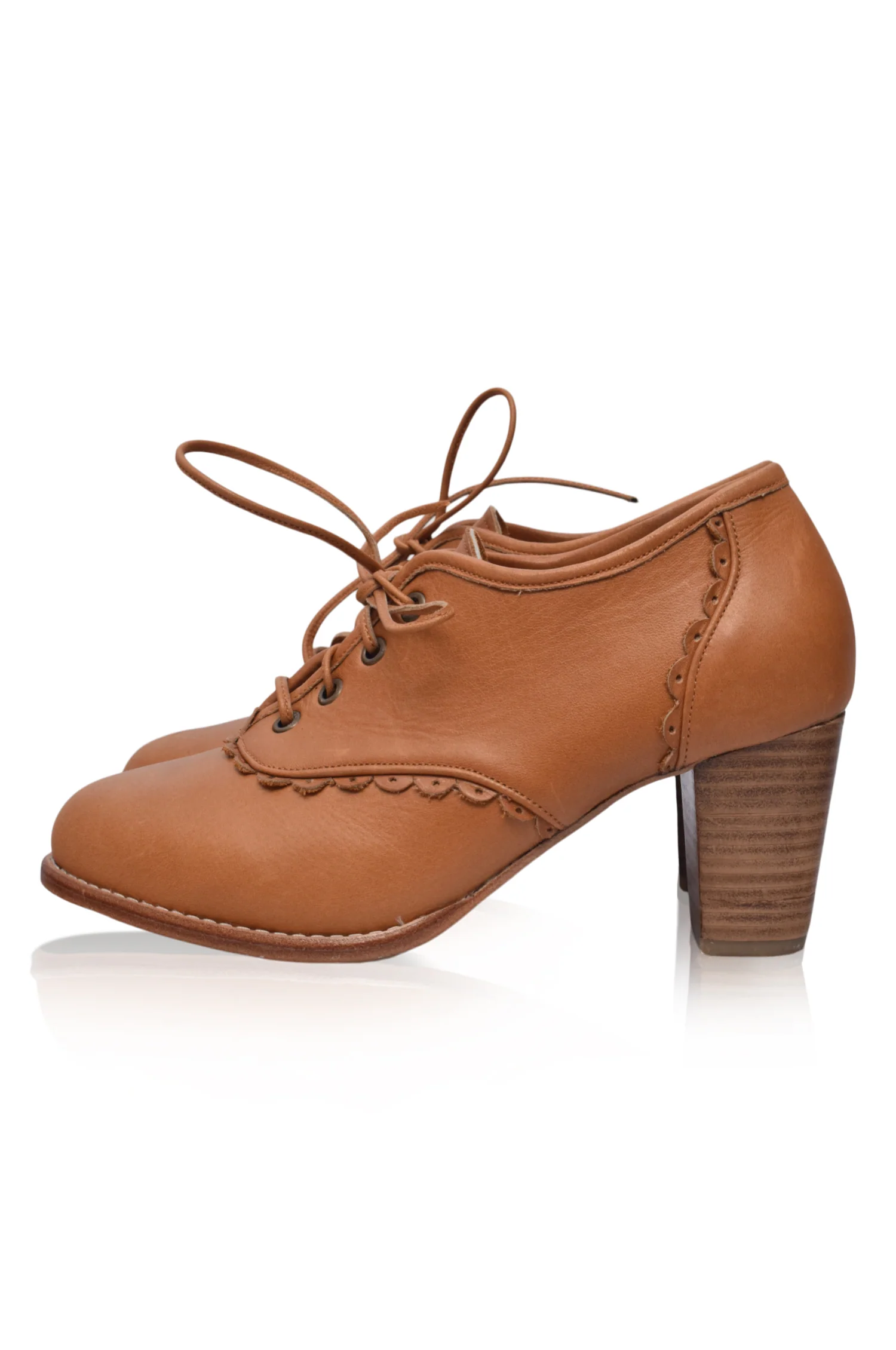 Lace Oxford Leather Heels - Image 5