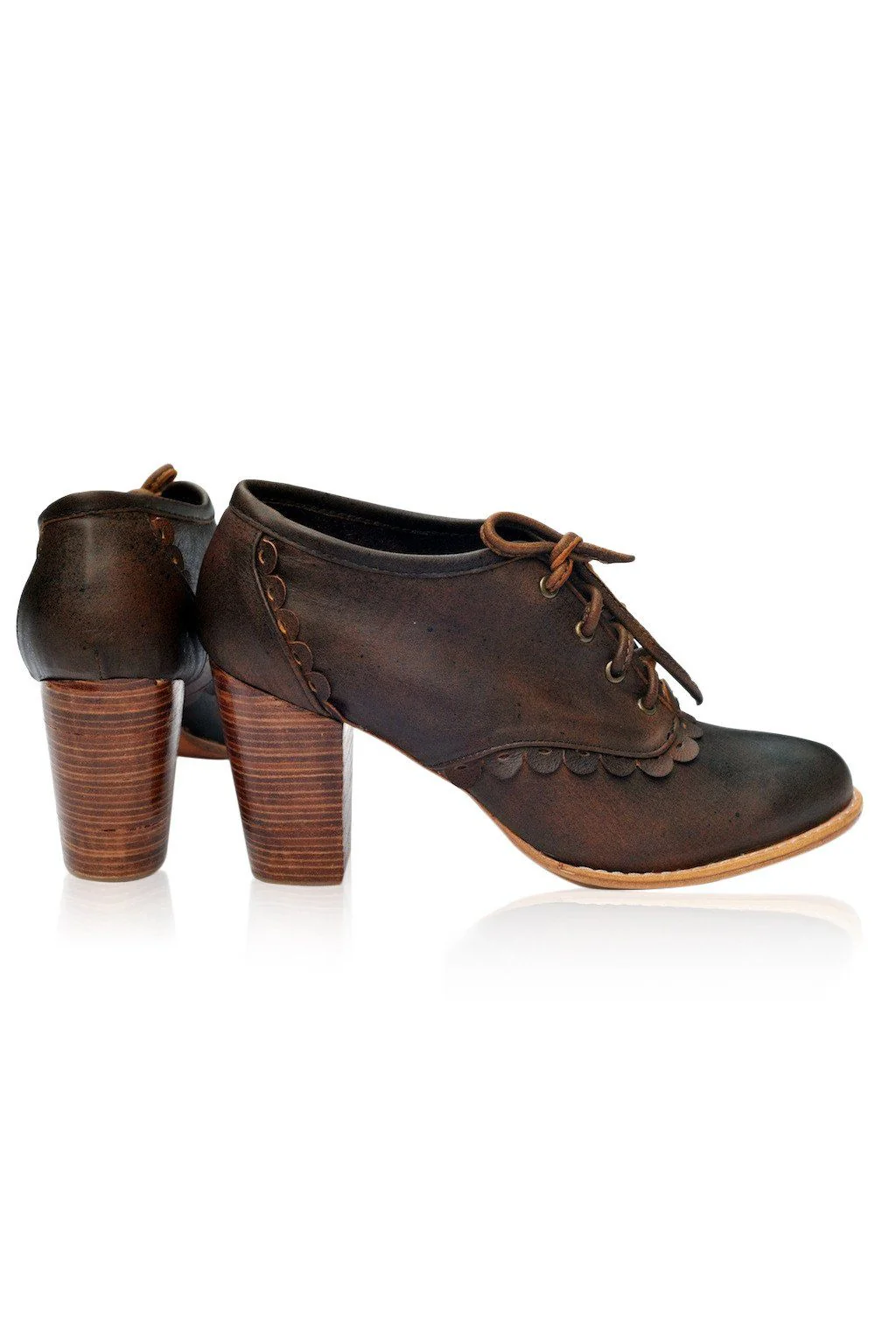Lace Oxford Leather Heels - Image 8