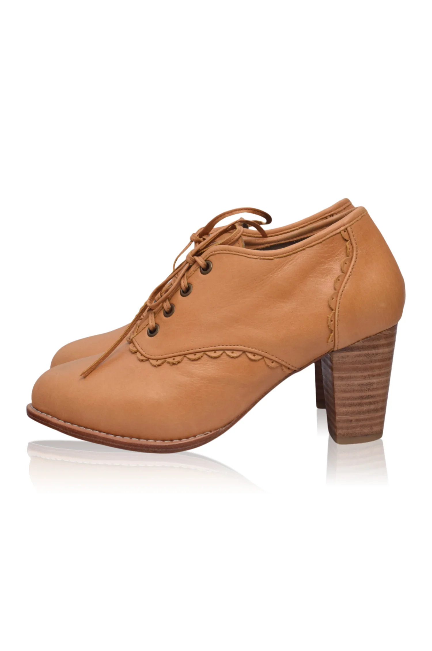 Lace Oxford Leather Heels - Image 4