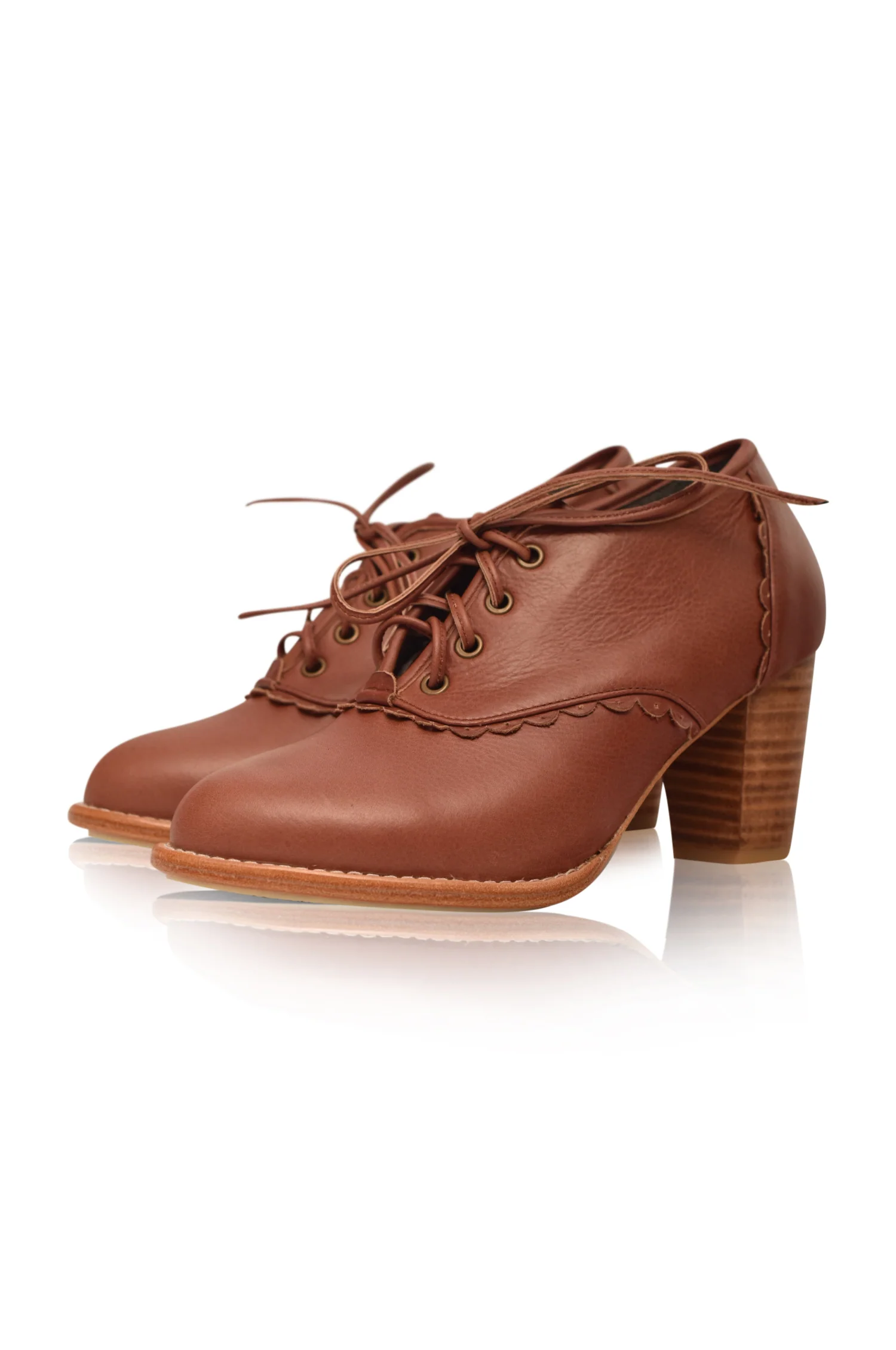 Lace Oxford Leather Heels - Image 6