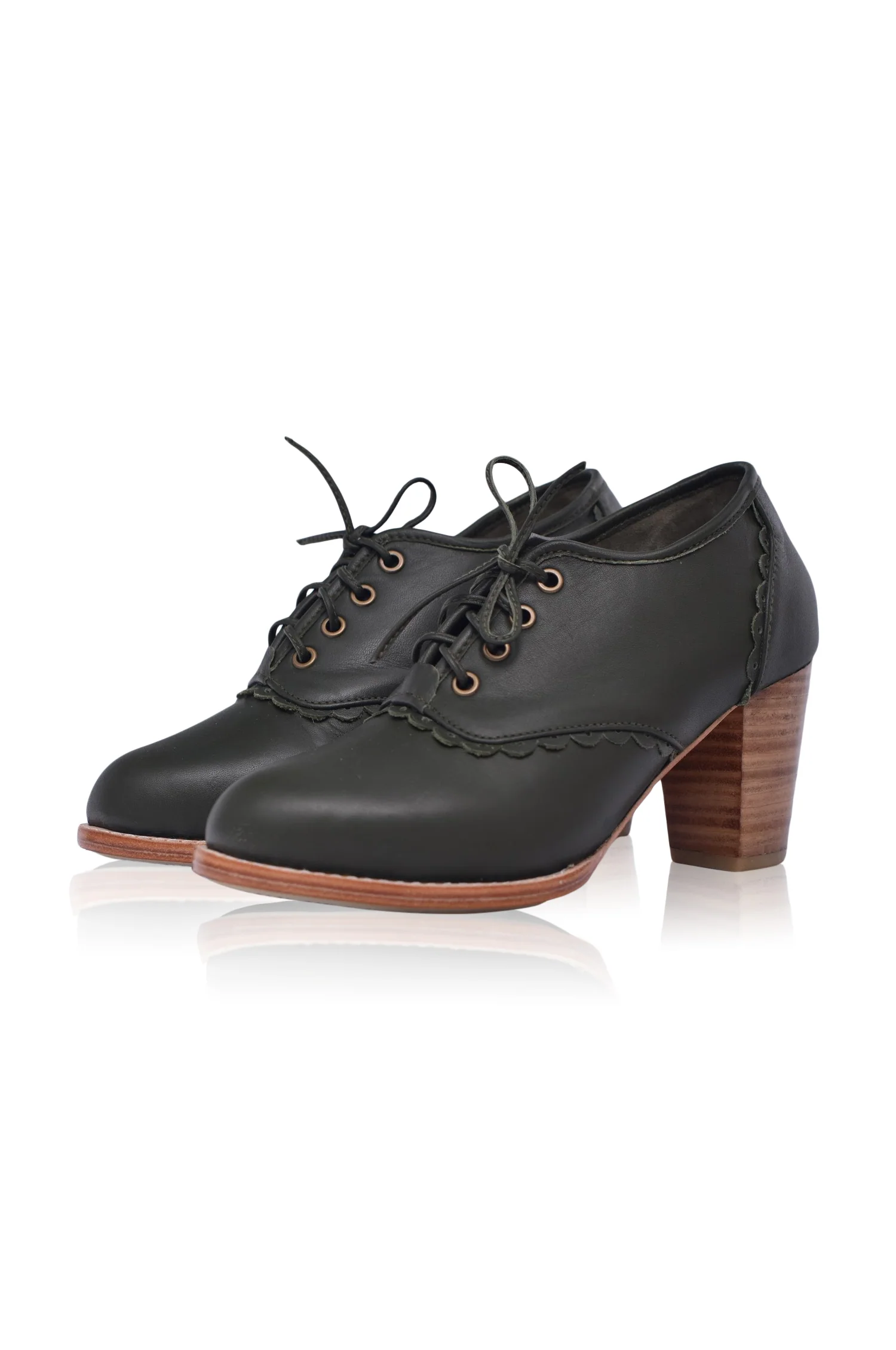 Lace Oxford Leather Heels - Image 9