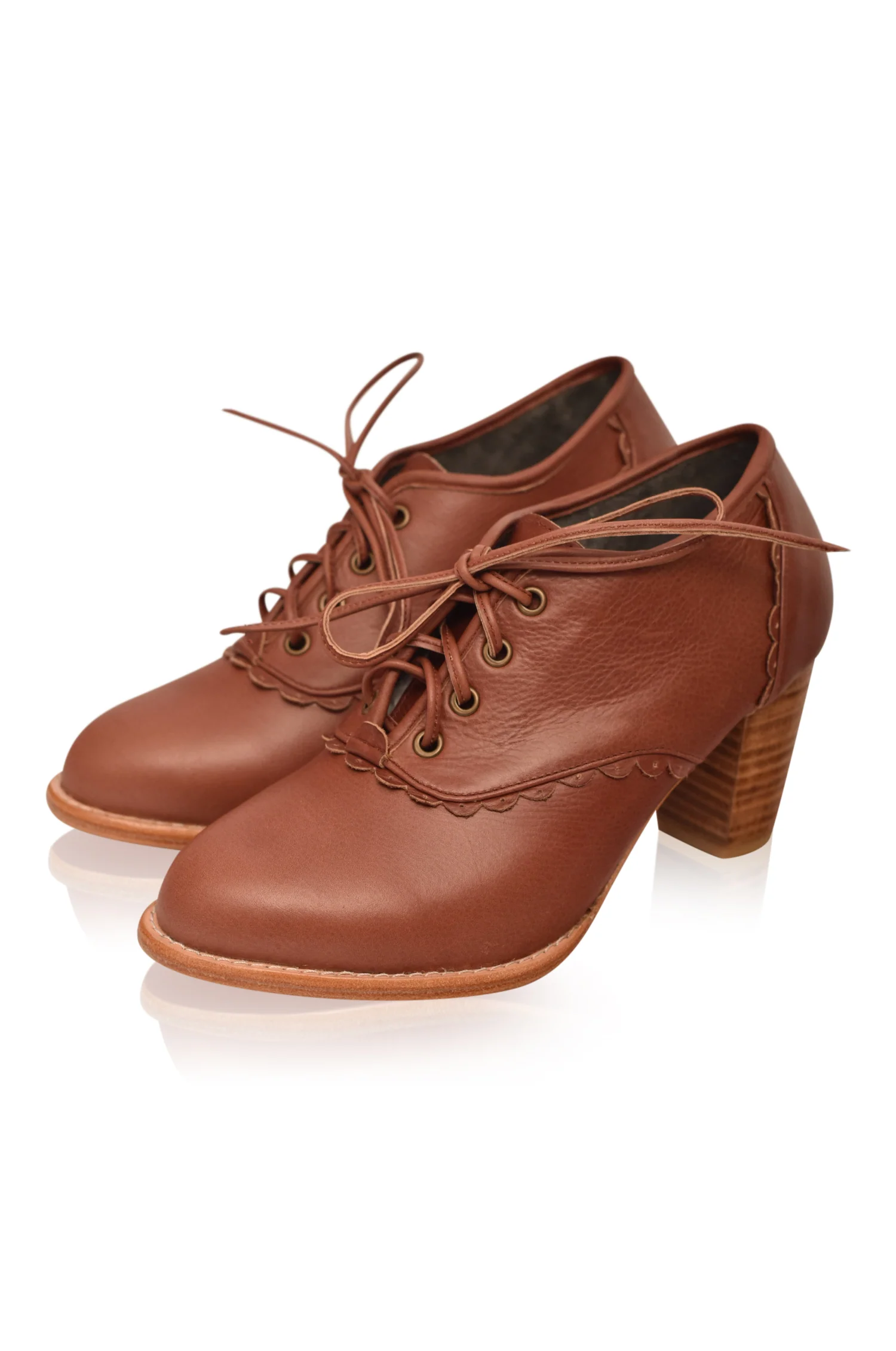 Lace Oxford Leather Heels - Image 3