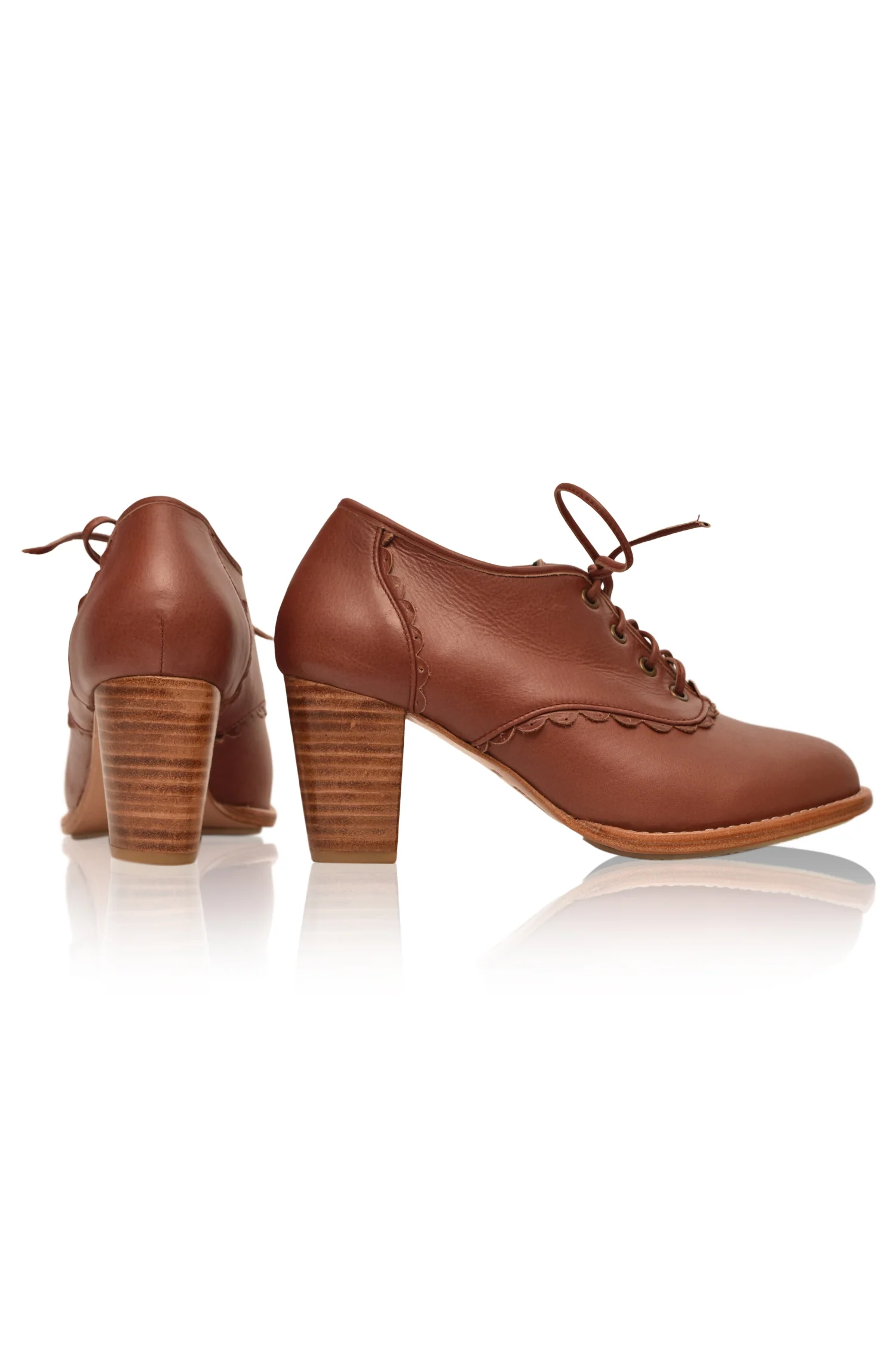 Lace Oxford Leather Heels - Image 4