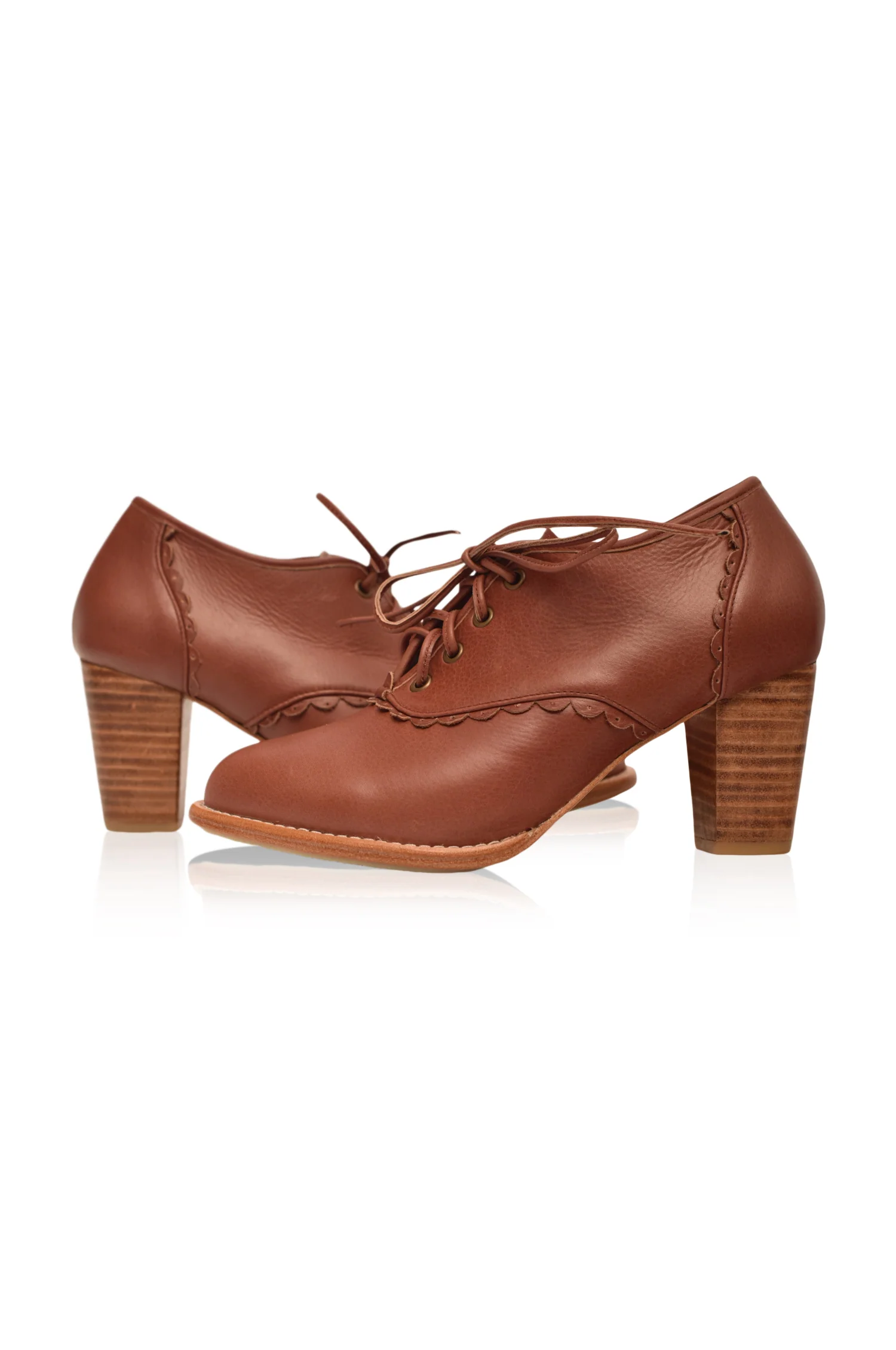 Lace Oxford Leather Heels - Image 5