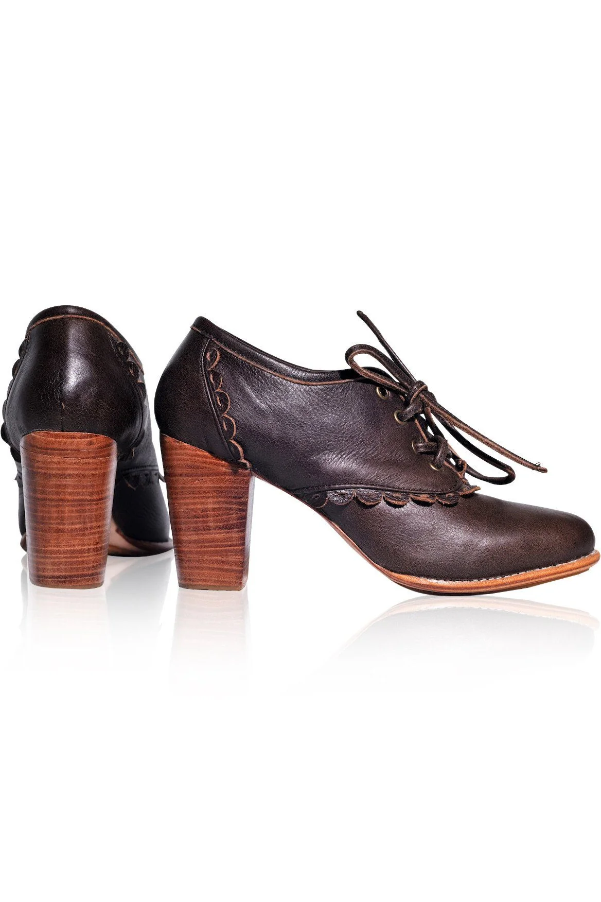 Lace Oxford Leather Heels - Image 8