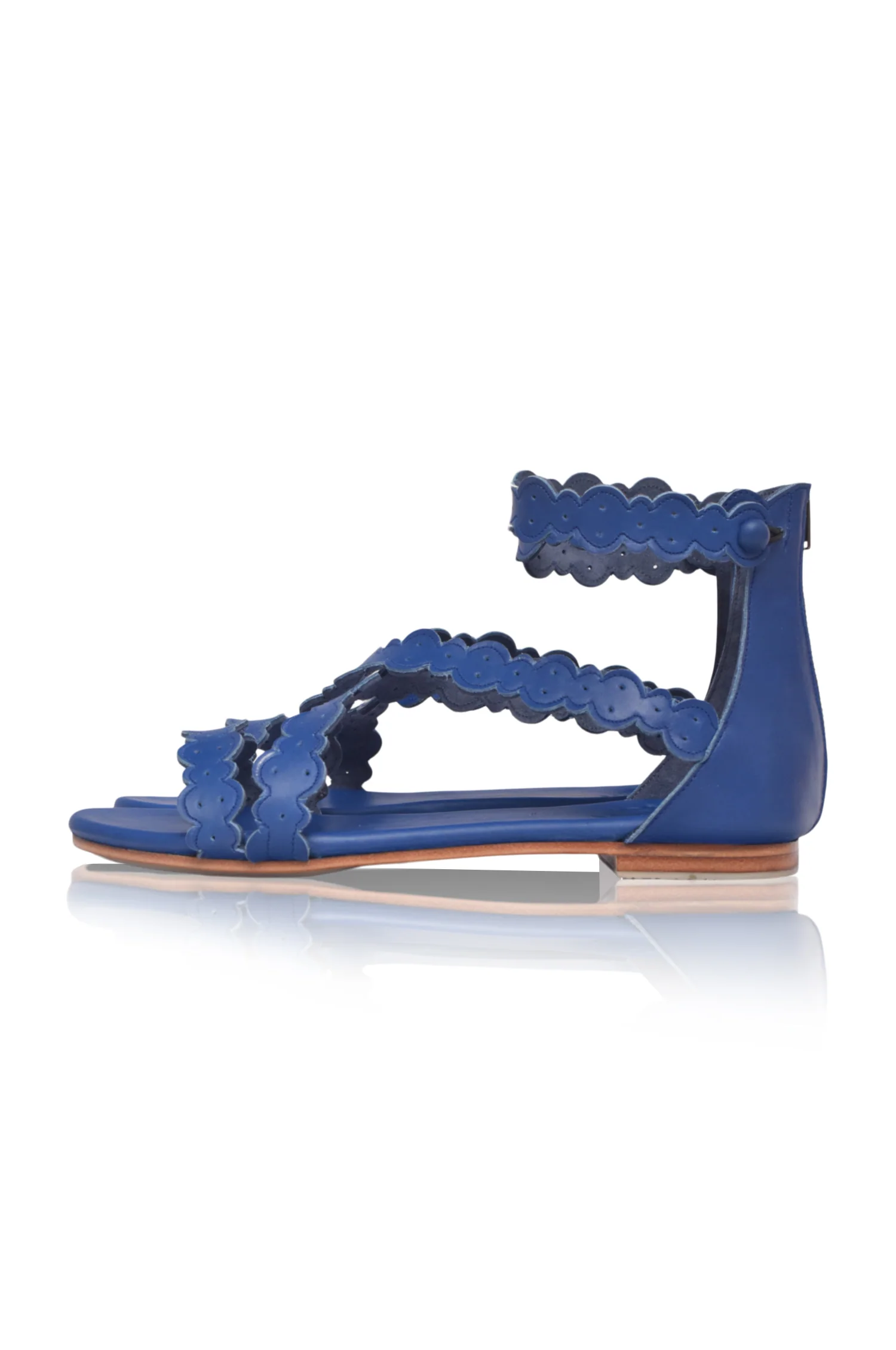 Salty Sea Scalloped Criss Cross Leather Sandals - Image 7