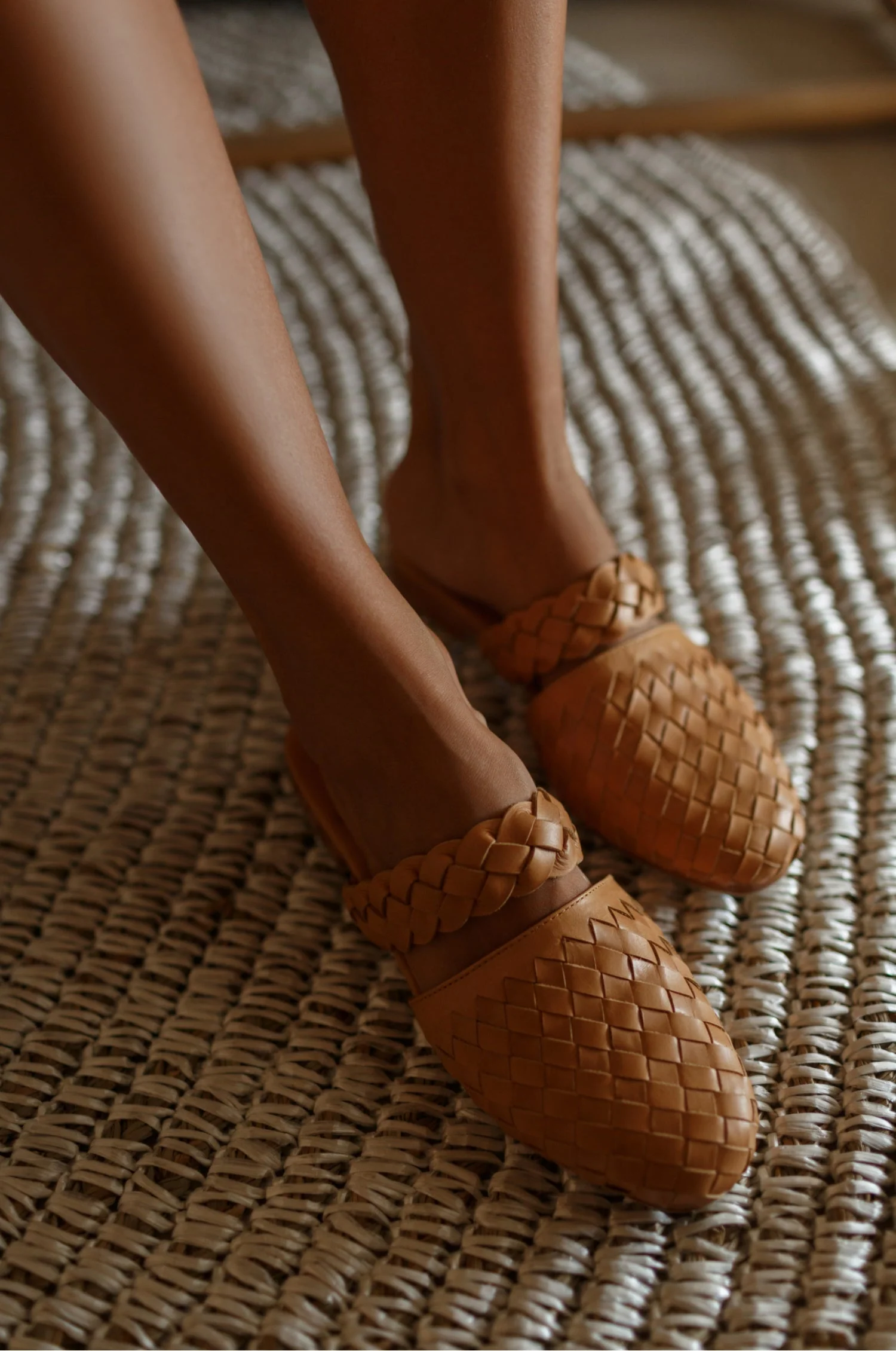 Sea Escape Woven Leather Slide Sandals - Image 9