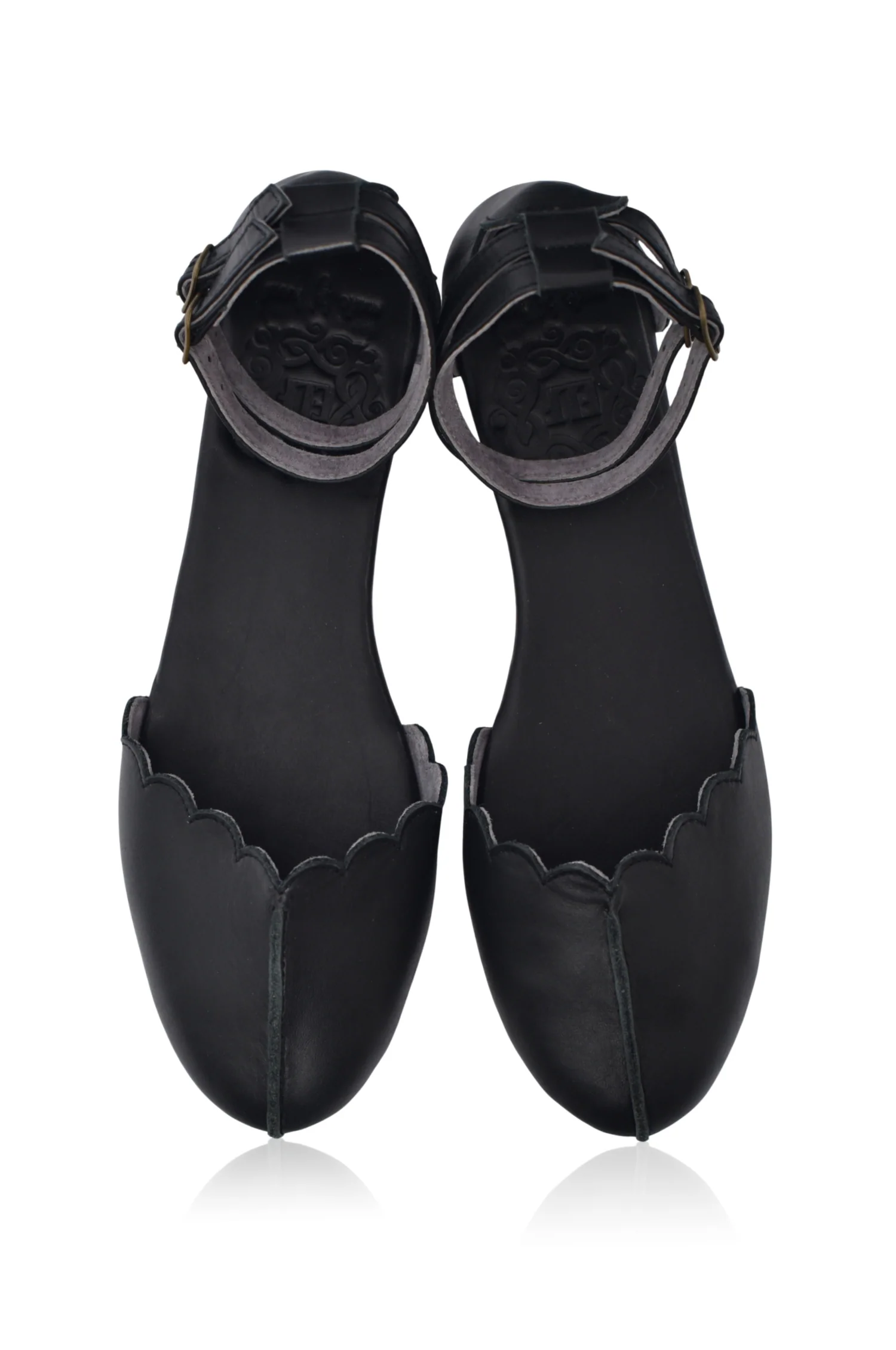 Venus Almond Toe Scalloped Leather Flats (Sz. 12.5) - Image 4